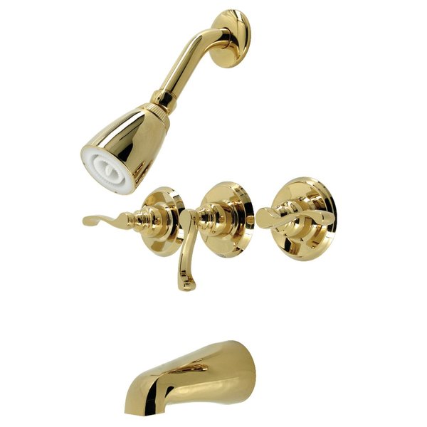 Kingston Brass Three-Handle Tub and Shower Faucet, Polished Brass KB232FL